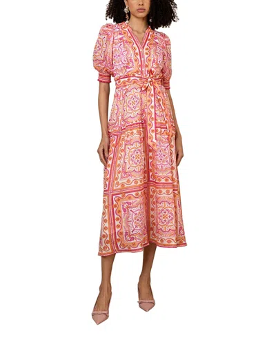 Hale Bob Bess Linen Maxi Dress In Pink