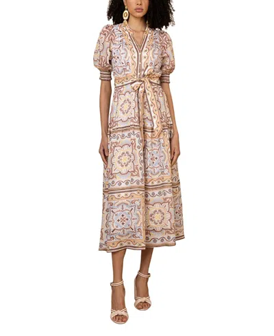Hale Bob Bess Linen Maxi Dress In Brown