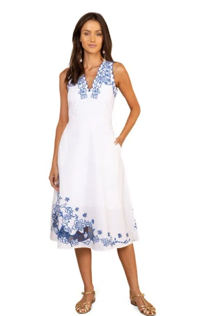 Hale Bob Bethia Embroidered Midi Dress In Blue