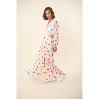 Hale Bob Bluebell Embroidered Maxi Open Sides In Pink