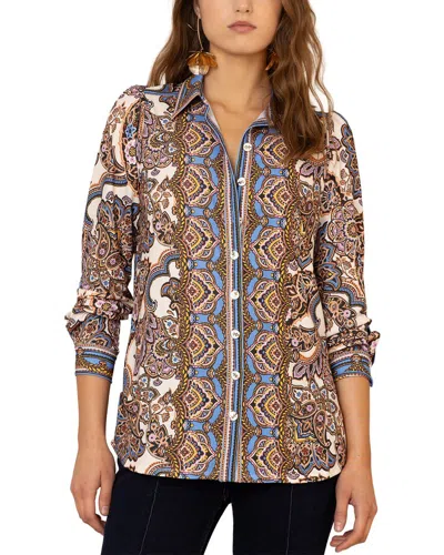 Hale Bob Brynleigh Long Sleeve Woven Blouse In Purple