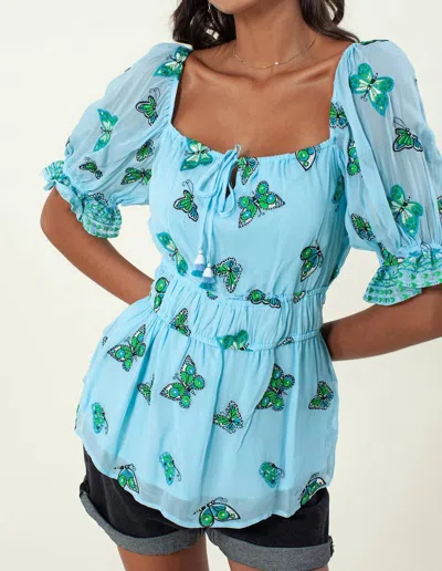 Hale Bob Butterfly Top 22bf2149 In Blue