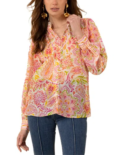 Hale Bob Calliope Silk-blend Blouse In Orange