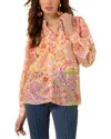 Hale Bob Calliope Silk-blend Blouse In Multi