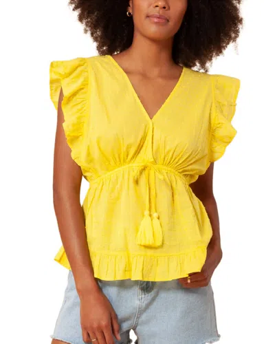 Hale Bob Cap Sleeve Solid Crop Top In Yellow