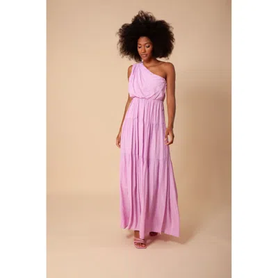 Hale Bob Charlize Solid One Shoulder Maxi Dress In Purple