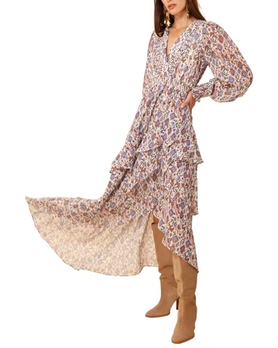 Hale Bob Chiffon Maxi Dress In Gold