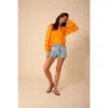 Hale Bob Ciel Solid Chiffon Top In Orange