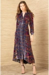 Hale Bob Clarissa Velvet Midi Dress In Multi