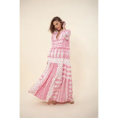 Hale Bob Clary Embroidered Maxi Dress In Pink