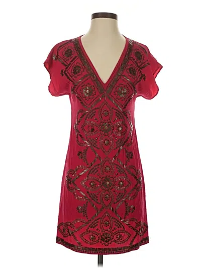 Pre-owned Hale Bob Cocktail Dress In Burgundy