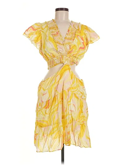 Pre-owned Hale Bob Cocktail Dress In Yellow