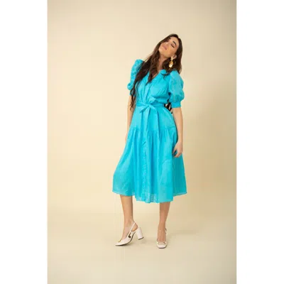 Hale Bob Colette Solid Linen Dress In Blue