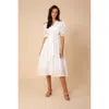 Hale Bob Colette Solid Linen Dress In White