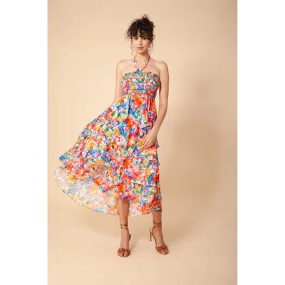 Hale Bob Corine Smocked Halter Dress In Multi