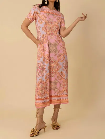 Hale Bob Crew Neck Maxi Dress In Coral
