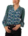 Hale Bob Daleyza Button Down Silk Shirt In Blue