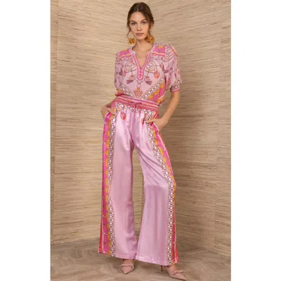 Hale Bob Danica Silk Charmeuse Pant In Pink