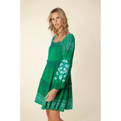 Hale Bob Darby Embroidered Dress In Green