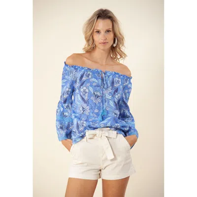 Hale Bob Darci Off The Shoulder Top In Blue