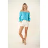 Hale Bob Darci Solid Off The Shoulder Top In Blue