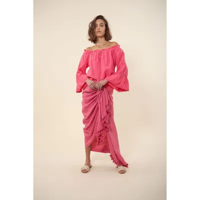 Hale Bob Darci Solid Off The Shoulder Top In Pink