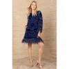 Hale Bob Deborah Velvet Burnout Dress In Blue
