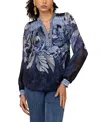 Hale Bob Delphine Chiffon Top In Blue