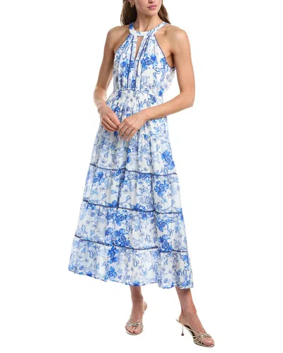 Hale Bob Denver Silk-blend Midi Dress In Blue