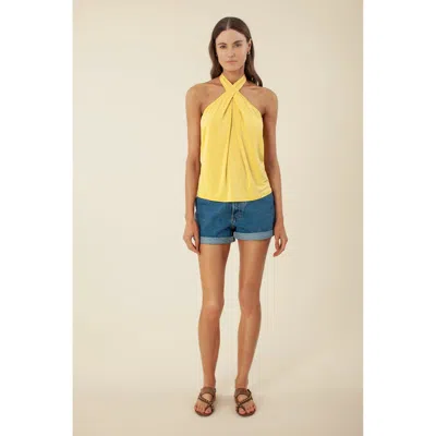 Hale Bob Doanne Solid Halter Top In Yellow