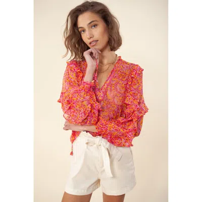 Hale Bob Donna Silk Top Beaded In Orange