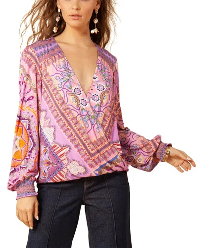 Hale Bob Drape Top In Pink