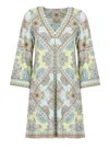 Hale Bob V-neck Light Blue Flared Sleeve Dress
