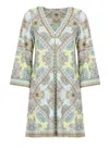 Hale Bob V-neck Light Blue Flared Sleeve Dress