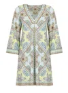 Hale Bob V-neck Light Blue Flared Sleeve Dress