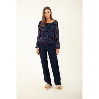 Hale Bob Edessa Velvet Burnout Top In Blue