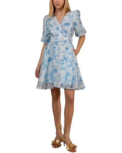 Hale Bob Einsley Silk & Linen-blend Dress In Blue