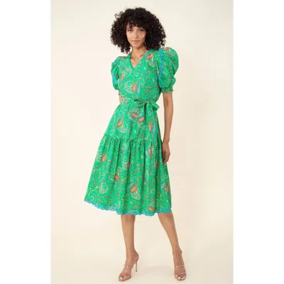 Hale Bob Elaina Poplin Midi Dress In Green