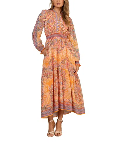 Hale Bob Eleanora Chiffon Maxi Dress In Orange