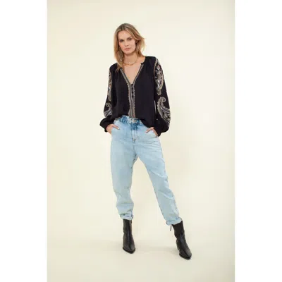 Hale Bob Elisa Embroidered Top In Black