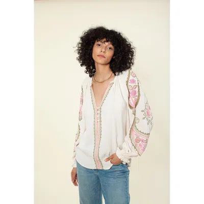 Hale Bob Elisa Embroidered Top In White