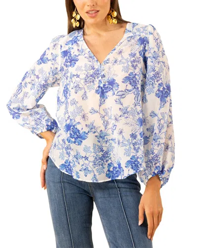 Hale Bob Elliot Long Sleeve Silk-blend Top In Multi