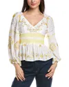 Hale Bob Embroidered Smocked Top