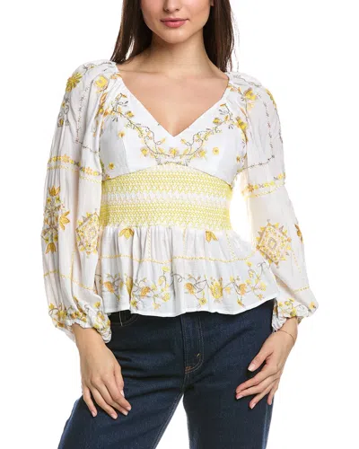 HALE BOB HALE BOB EMBROIDERED SMOCKED TOP
