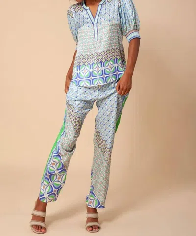Hale Bob Emely Washed Charmeuse Pants In Blue