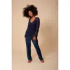 Hale Bob Emely Washed Solid Charmeuse Pant In Blue