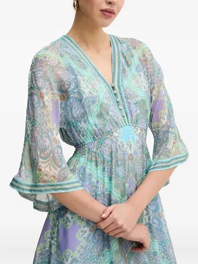 Hale Bob Emerie Paisley-print Mini Dress In Blue