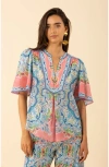 Hale Bob Estrella Voile Cotton Top In Multi