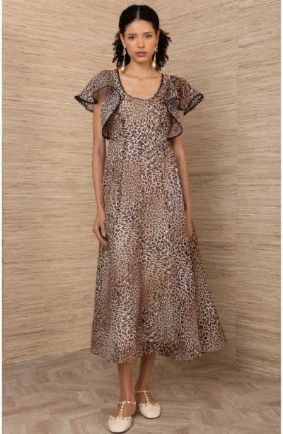Hale Bob Euphemia Organza Dress In Animal Print