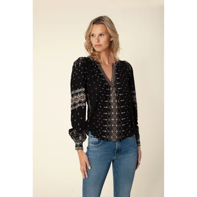 Hale Bob Evelyn Embroidered Top In Black